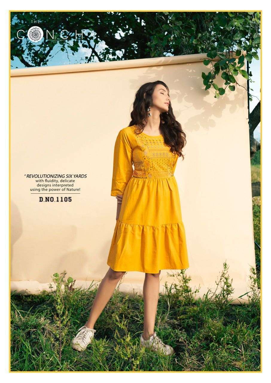 CONCH BY RIYA DESIGNER 1101 TO 1106 SERIES DESIGNER STYLISH FANCY COLORFUL BEAUTIFUL PARTY WEAR & ETHNIC WEAR COLLECTION IMPORTED KURTIS AT WHOLESALE PRICE