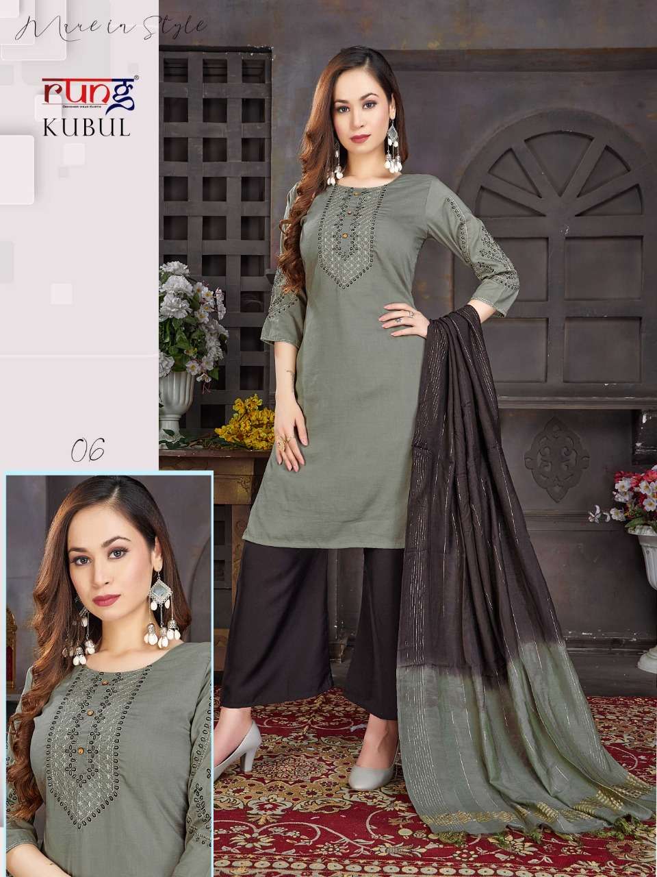 KUBUL BY RUNG 01 TO 08 SERIES BEAUTIFUL SUITS COLORFUL STYLISH FANCY CASUAL WEAR & ETHNIC WEAR CHINNON SILK DRESSES AT WHOLESALE PRICE