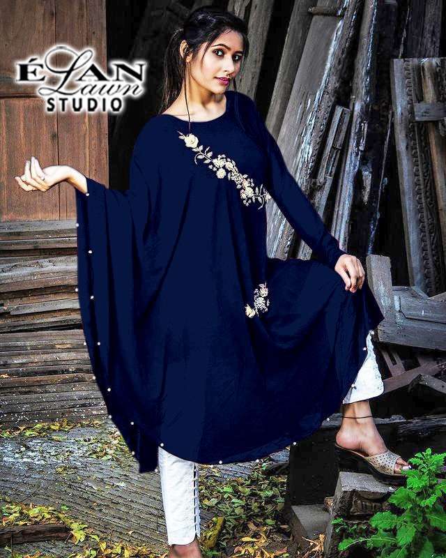 LUXURY HANDWORK COLLECTION BY ELAN LAWN STUDIO 01 TO 08 SERIES DESIGNER STYLISH FANCY COLORFUL BEAUTIFUL PARTY WEAR & ETHNIC WEAR COLLECTION PURE GEORGETTE KURTIS WITH BOTTOM AT WHOLESALE PRICE