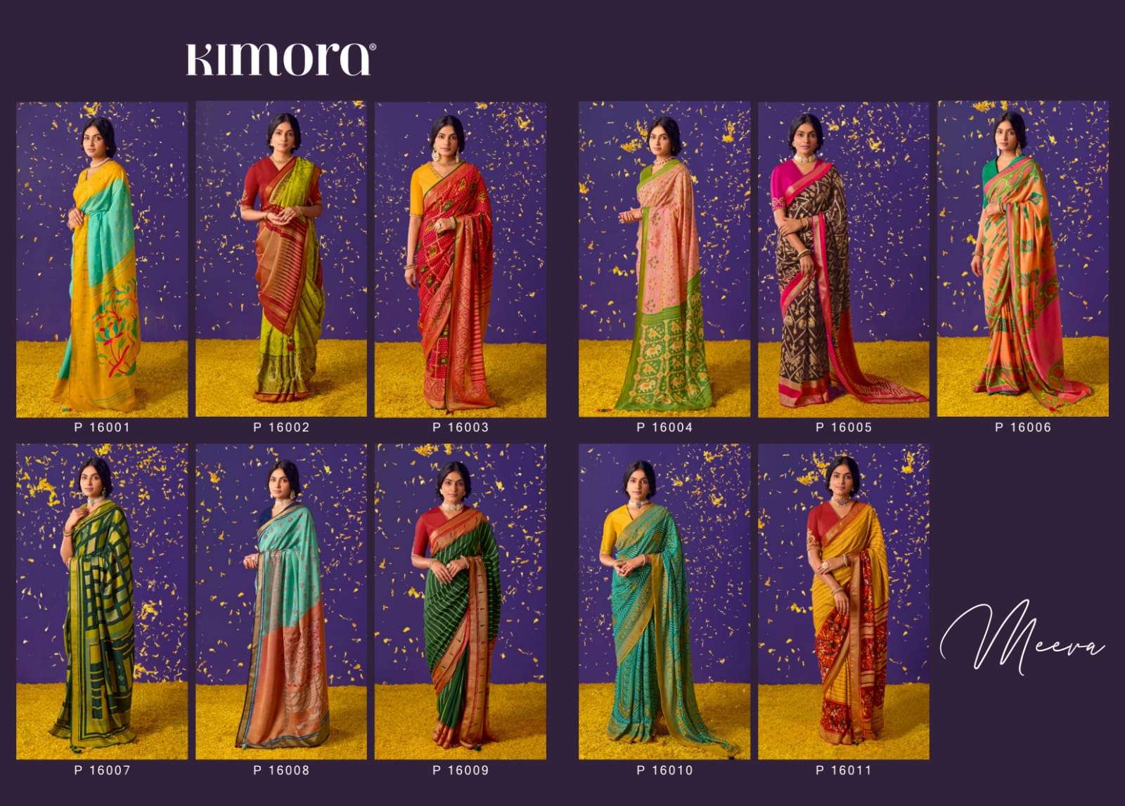 Meera Vol-6 By Kimora Fashion 16001 To 16011 Series Indian Traditional Wear Collection Beautiful Stylish Fancy Colorful Party Wear & Occasional Wear Brasso Silk Sarees At Wholesale Price