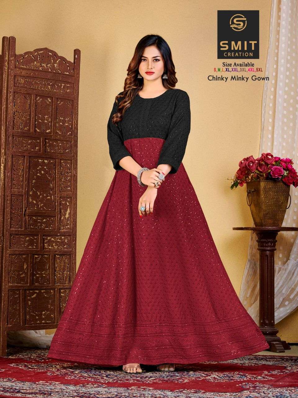 CHINKY MINKY GOWN BY SMIT CREATION 1001 TO 1008 SERIES BEAUTIFUL STYLISH FANCY COLORFUL CASUAL WEAR & ETHNIC WEAR FANCY GOWNS AT WHOLESALE PRICE