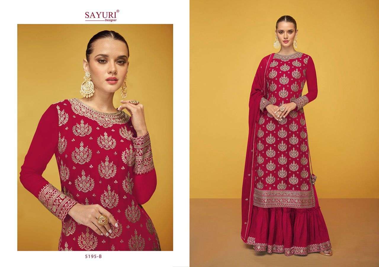 Aleena By Sayuri 5195-A To 5195-E Series Beautiful Sharara Suits Colorful Stylish Fancy Casual Wear & Ethnic Wear Georgette Embroidered Dresses At Wholesale Price