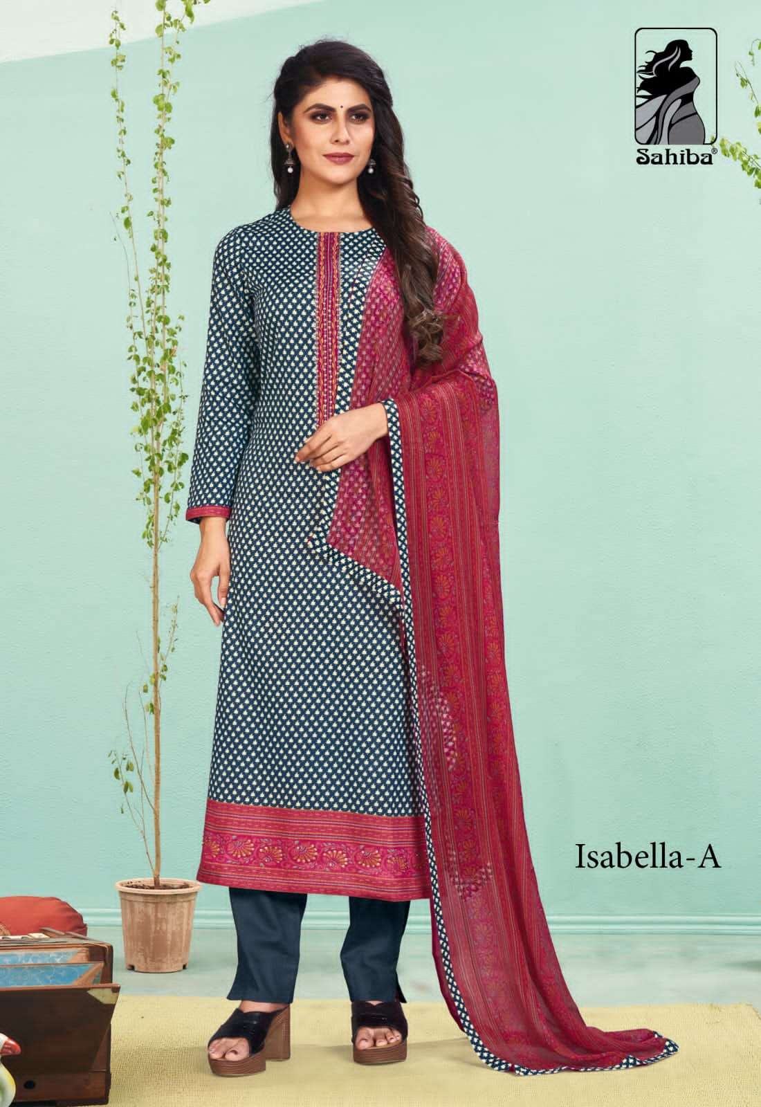ISABELLA BY SAHIBA FABRICS A TO C SERIES BEAUTIFUL SUITS COLORFUL STYLISH FANCY CASUAL WEAR & ETHNIC WEAR COTTON SATIN PRINT DRESSES AT WHOLESALE PRICE