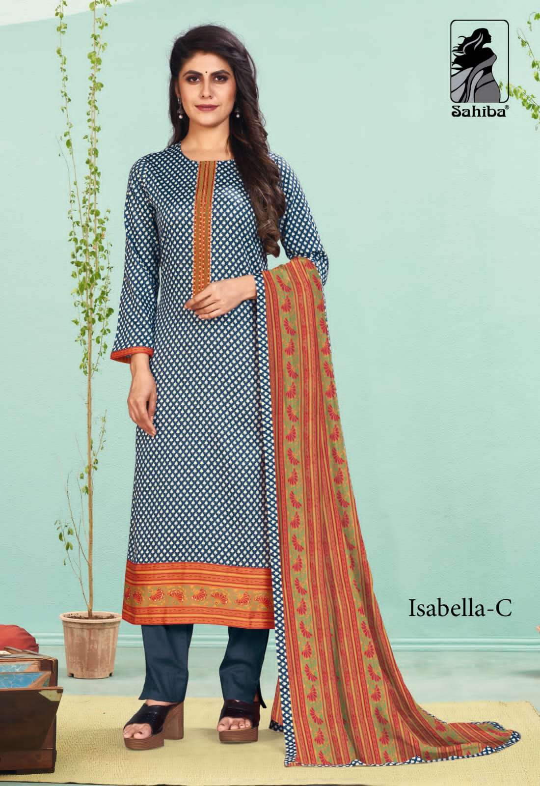 ISABELLA BY SAHIBA FABRICS A TO C SERIES BEAUTIFUL SUITS COLORFUL STYLISH FANCY CASUAL WEAR & ETHNIC WEAR COTTON SATIN PRINT DRESSES AT WHOLESALE PRICE
