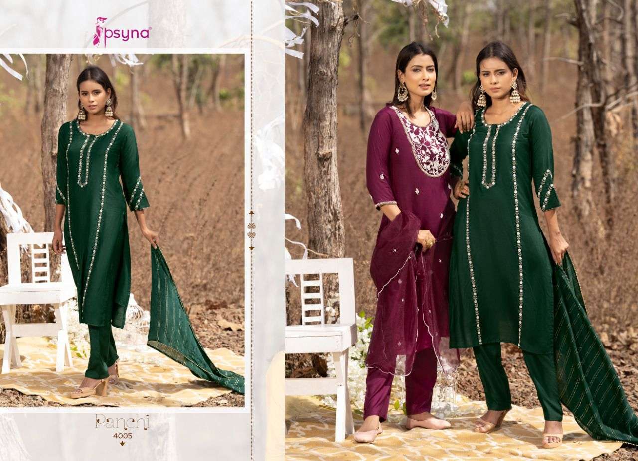 PANCHI VOL-4 BY PSYNA 4001 TO 4006 SERIES BEAUTIFUL SUITS COLORFUL STYLISH FANCY CASUAL WEAR & ETHNIC WEAR MUSLIN DRESSES AT WHOLESALE PRICE
