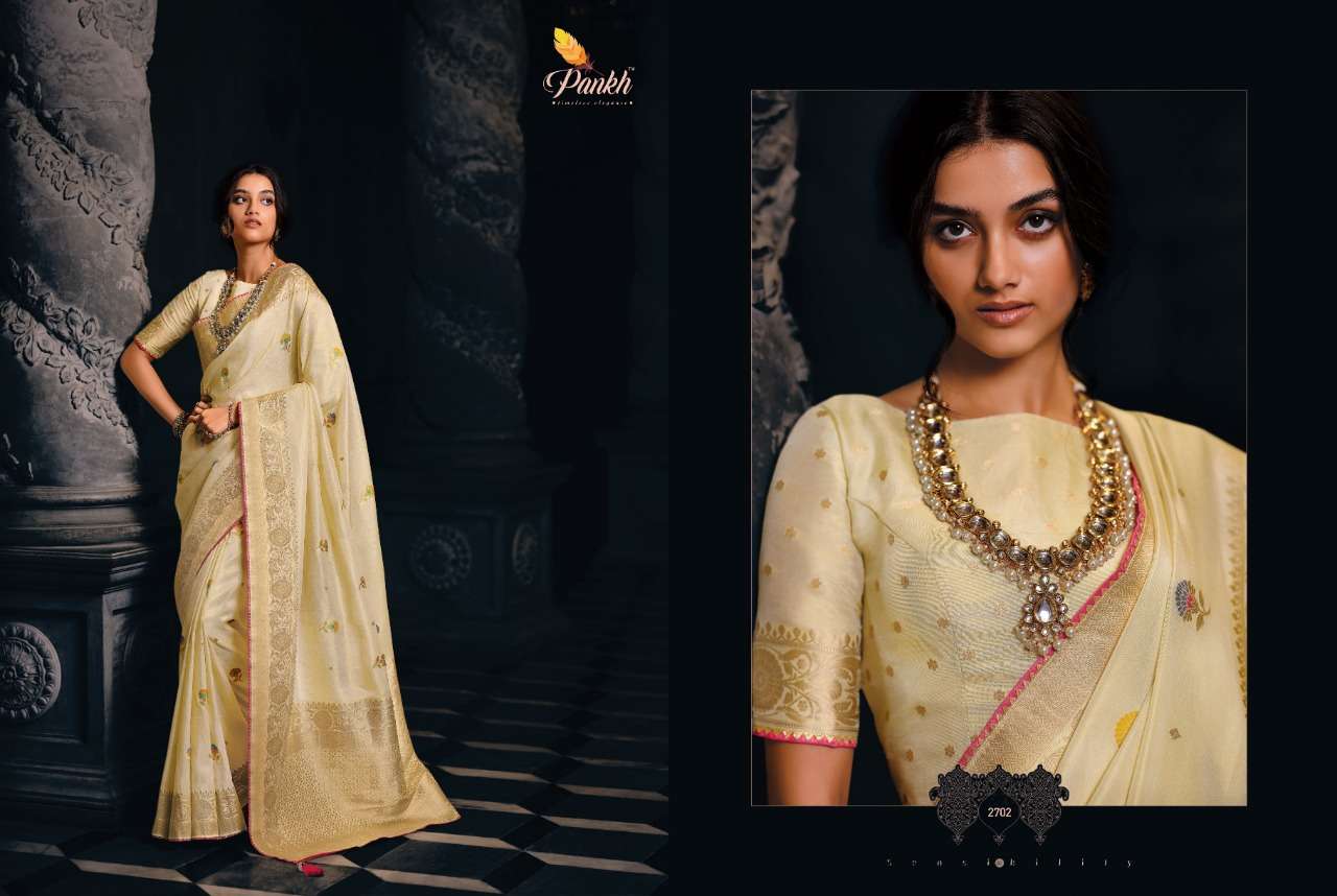 Tantra By Pankh Creation 2701 To 2709 Series Indian Traditional Wear Collection Beautiful Stylish Fancy Colorful Party Wear & Occasional Wear Tissue Sarees At Wholesale Price