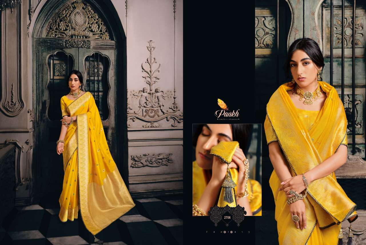 Tantra By Pankh Creation 2701 To 2709 Series Indian Traditional Wear Collection Beautiful Stylish Fancy Colorful Party Wear & Occasional Wear Tissue Sarees At Wholesale Price
