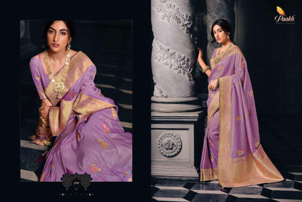 Tantra By Pankh Creation 2701 To 2709 Series Indian Traditional Wear Collection Beautiful Stylish Fancy Colorful Party Wear & Occasional Wear Tissue Sarees At Wholesale Price