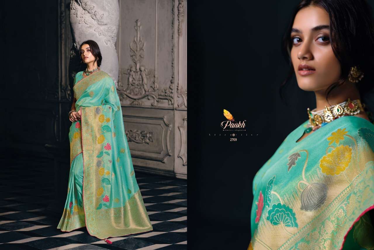 Tantra By Pankh Creation 2701 To 2709 Series Indian Traditional Wear Collection Beautiful Stylish Fancy Colorful Party Wear & Occasional Wear Tissue Sarees At Wholesale Price