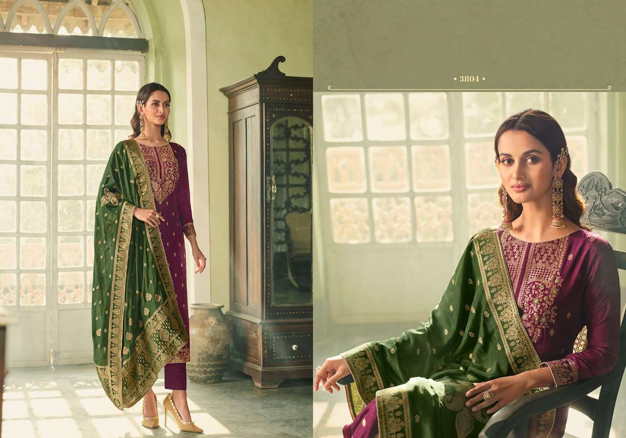 MEHAR BY CHARMY 3801 TO 3806 SERIES BEAUTIFUL SUITS COLORFUL STYLISH FANCY CASUAL WEAR & ETHNIC WEAR SILK JACQUARD DRESSES AT WHOLESALE PRICE