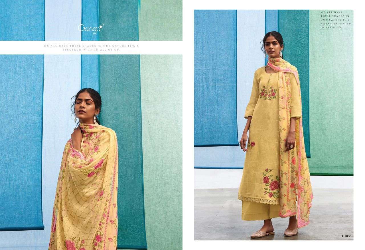 SHADES BY GANGA FASHION 1032 TO 1037 SERIES BEAUTIFUL SUITS COLORFUL STYLISH FANCY CASUAL WEAR & ETHNIC WEAR PURE LINEN DRESSES AT WHOLESALE PRICE