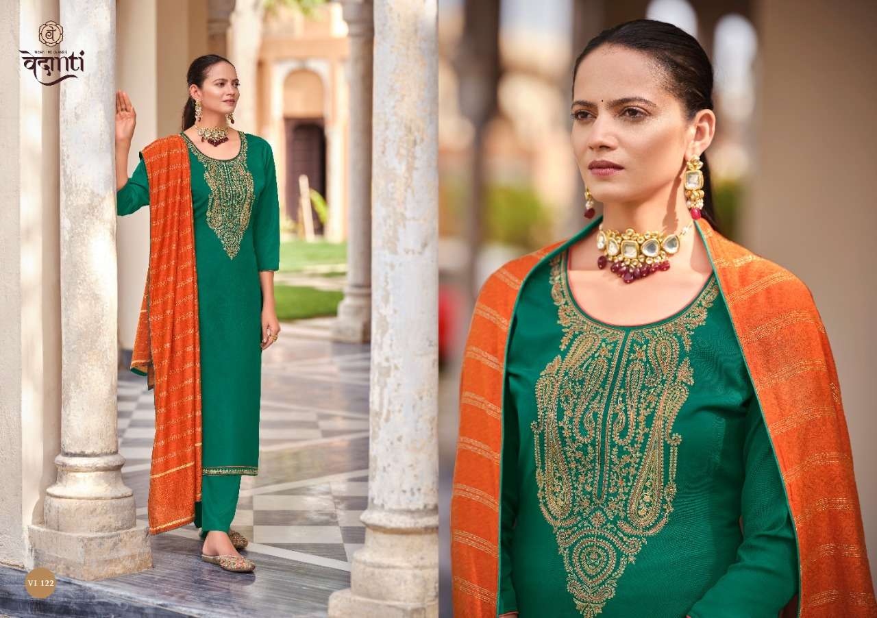 SHILPI BY VEDANTI 121 TO 124 SERIES BEAUTIFUL SUITS COLORFUL STYLISH FANCY CASUAL WEAR & ETHNIC WEAR PARAMPARA SILK DRESSES AT WHOLESALE PRICE