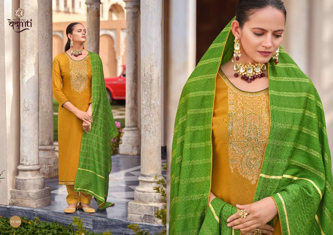 SHILPI BY VEDANTI 121 TO 124 SERIES BEAUTIFUL SUITS COLORFUL STYLISH FANCY CASUAL WEAR & ETHNIC WEAR PARAMPARA SILK DRESSES AT WHOLESALE PRICE