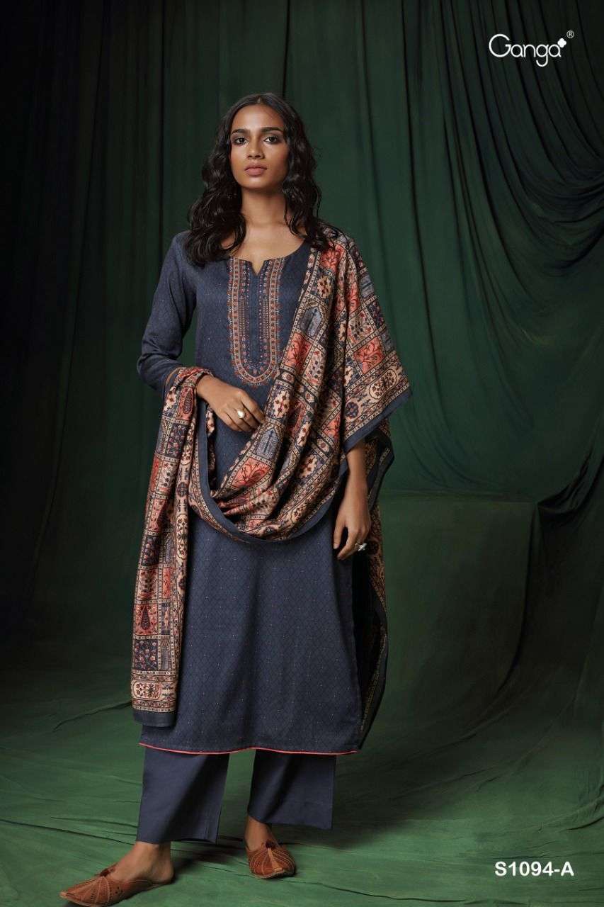 ISHANA-1094 BY GANGA FASHION 1094-A TO 1094-D SERIES BEAUTIFUL SUITS COLORFUL STYLISH FANCY CASUAL WEAR & ETHNIC WEAR COTTON SATIN DRESSES AT WHOLESALE PRICE