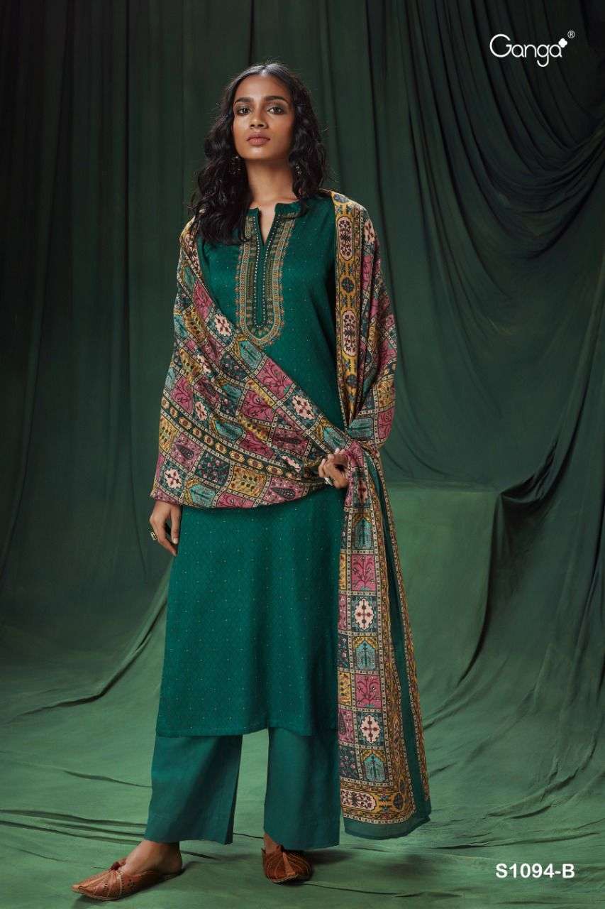 ISHANA-1094 BY GANGA FASHION 1094-A TO 1094-D SERIES BEAUTIFUL SUITS COLORFUL STYLISH FANCY CASUAL WEAR & ETHNIC WEAR COTTON SATIN DRESSES AT WHOLESALE PRICE