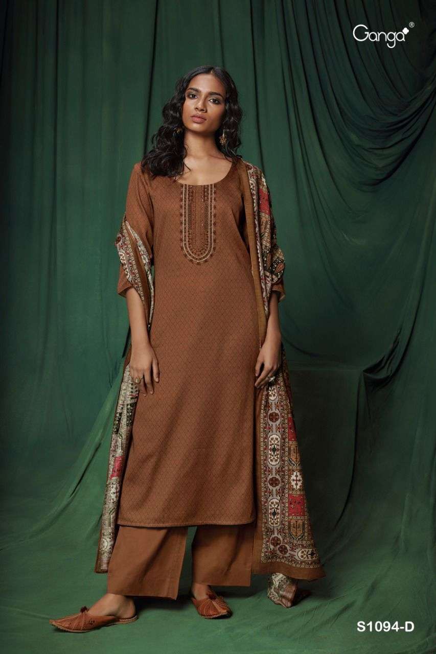 ISHANA-1094 BY GANGA FASHION 1094-A TO 1094-D SERIES BEAUTIFUL SUITS COLORFUL STYLISH FANCY CASUAL WEAR & ETHNIC WEAR COTTON SATIN DRESSES AT WHOLESALE PRICE