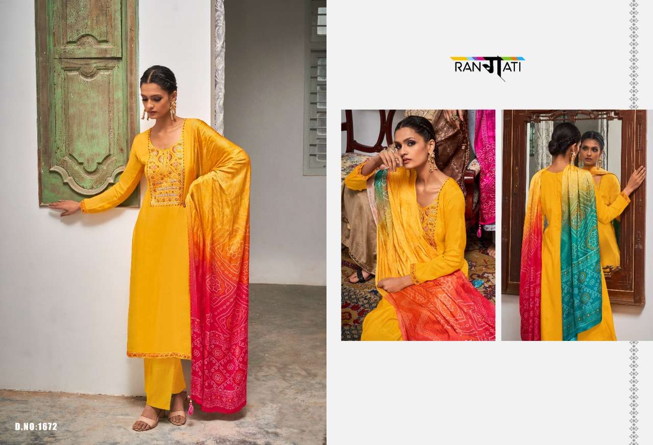 AASTHA BY RANGATI 1667 TO 1672 SERIES BEAUTIFUL SUITS COLORFUL STYLISH FANCY CASUAL WEAR & ETHNIC WEAR SILK DRESSES AT WHOLESALE PRICE