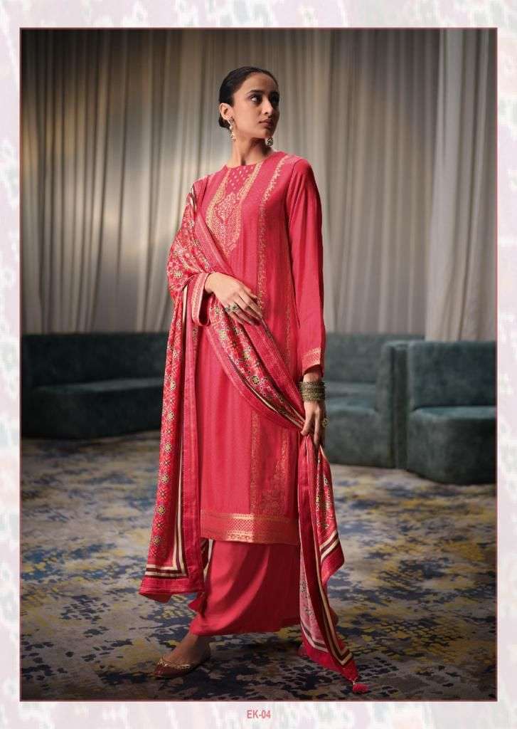ESHIKA BY VARSHA FASHION 01 TO 05 SERIES BEAUTIFUL SUITS COLORFUL STYLISH FANCY CASUAL WEAR & ETHNIC WEAR VISCOSE SATIN DRESSES AT WHOLESALE PRICE