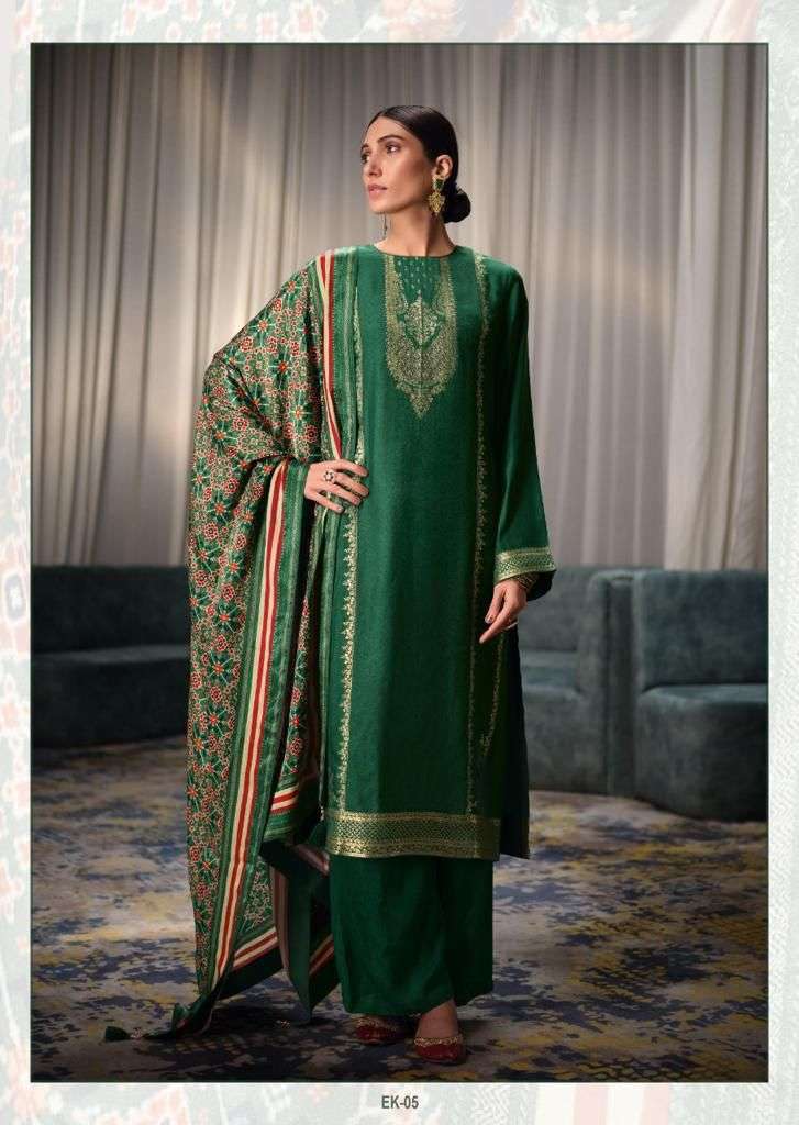 ESHIKA BY VARSHA FASHION 01 TO 05 SERIES BEAUTIFUL SUITS COLORFUL STYLISH FANCY CASUAL WEAR & ETHNIC WEAR VISCOSE SATIN DRESSES AT WHOLESALE PRICE