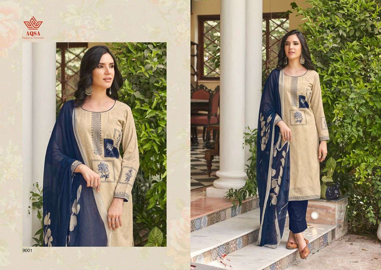 KAYNAAT BY AQSA 9001 TO 9006 SERIES BEAUTIFUL SUITS COLORFUL STYLISH FANCY CASUAL WEAR & ETHNIC WEAR PURE COTTON PRINT DRESSES AT WHOLESALE PRICE