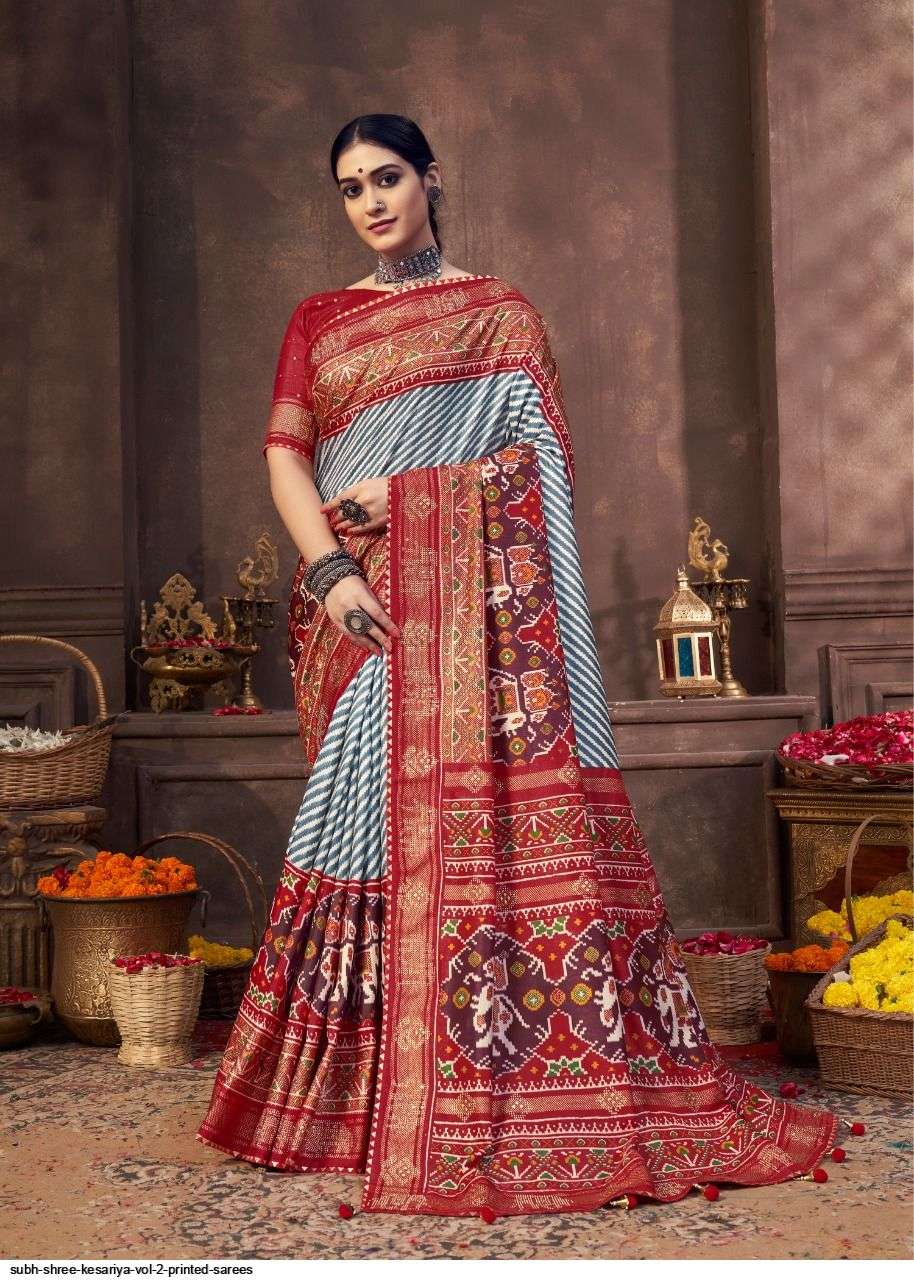KESARIYA VOL-2 BY SHUBH SHREE 2001 TO 2015 SERIES INDIAN TRADITIONAL WEAR COLLECTION BEAUTIFUL STYLISH FANCY COLORFUL PARTY WEAR & OCCASIONAL WEAR TUSSAR SILK SAREES AT WHOLESALE PRICE