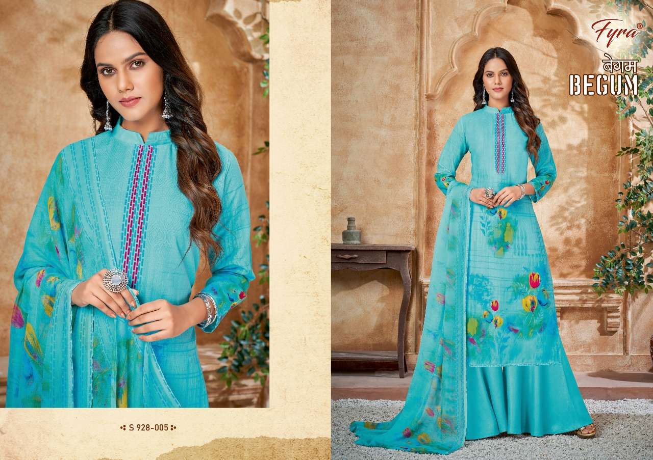 BEGUM BY FYRA 928-001 TO 928-010 SERIES BEAUTIFUL SUITS COLORFUL STYLISH FANCY CASUAL WEAR & ETHNIC WEAR SOFT COTTON PRINT DRESSES AT WHOLESALE PRICE