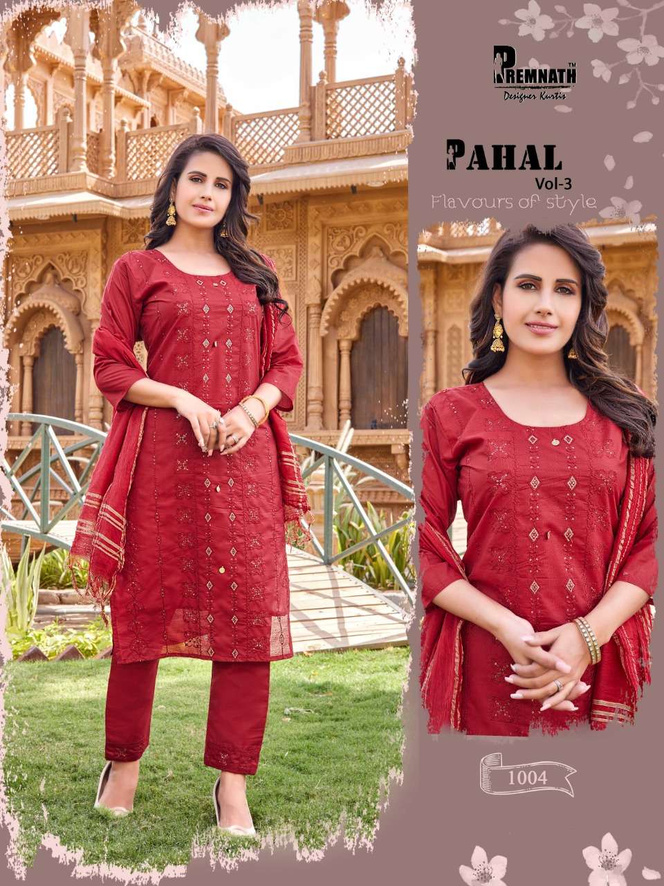PAHAL VOL-3 BY PREMNATH 1001 TO 1006 SERIES BEAUTIFUL SUITS COLORFUL STYLISH FANCY CASUAL WEAR & ETHNIC WEAR MODAL SILK DRESSES AT WHOLESALE PRICE