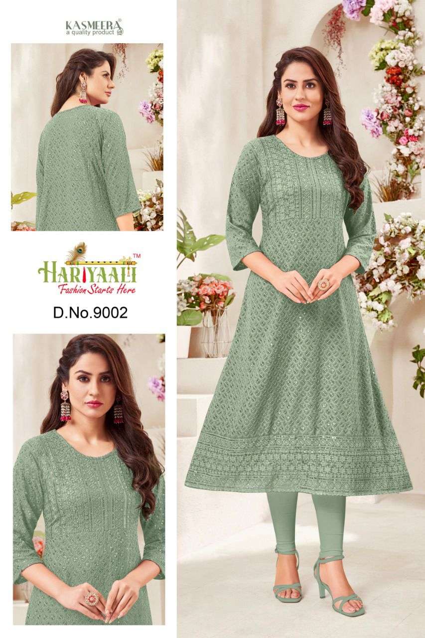 ALEENA BY HARIYAALI 9001 TO 9010 SERIES DESIGNER STYLISH FANCY COLORFUL BEAUTIFUL PARTY WEAR & ETHNIC WEAR COLLECTION PURE RAYON KURTIS AT WHOLESALE PRICE