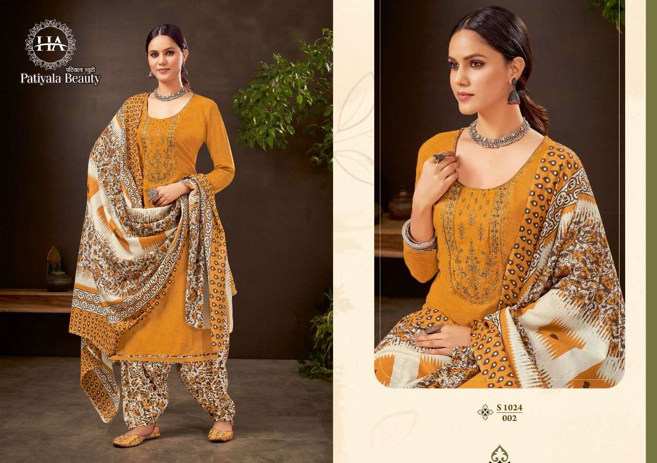 PATIYALA BEAUTY BY HARSHIT FASHION HUB 1024-001 TO 1024-010 SERIES BEAUTIFUL SUITS COLORFUL STYLISH FANCY CASUAL WEAR & ETHNIC WEAR PURE COTTON PRINT DRESSES AT WHOLESALE PRICE