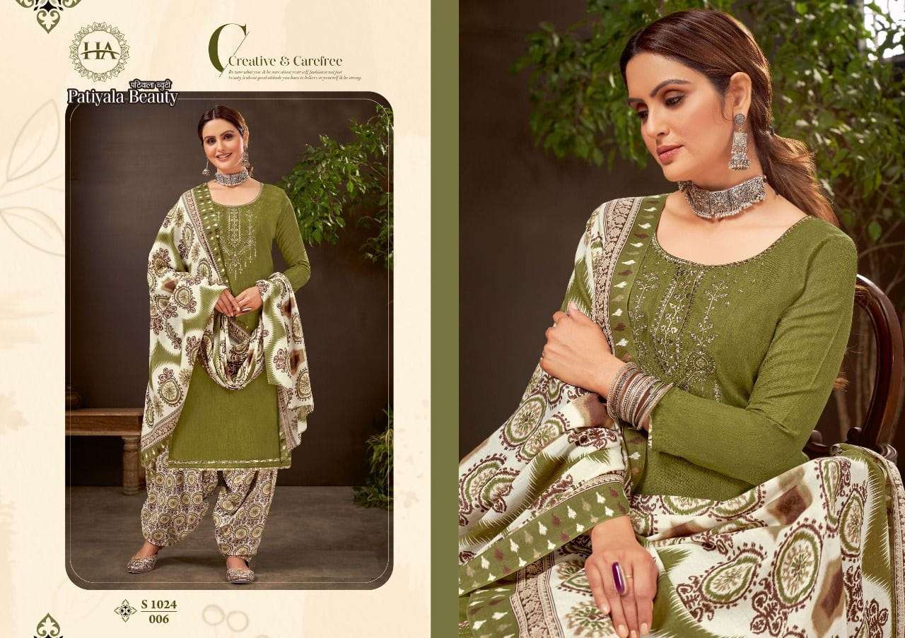 PATIYALA BEAUTY BY HARSHIT FASHION HUB 1024-001 TO 1024-010 SERIES BEAUTIFUL SUITS COLORFUL STYLISH FANCY CASUAL WEAR & ETHNIC WEAR PURE COTTON PRINT DRESSES AT WHOLESALE PRICE