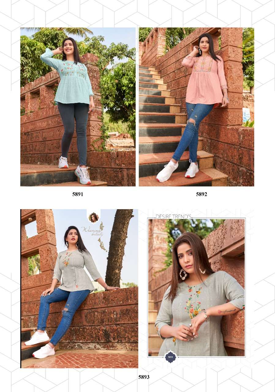 EDGE BY YAMI FASHION 5891 TO 5899 SERIES BEAUTIFUL STYLISH FANCY COLORFUL CASUAL WEAR & ETHNIC WEAR HEAVY RAYON EMBROIDERED TOPS AT WHOLESALE PRICE