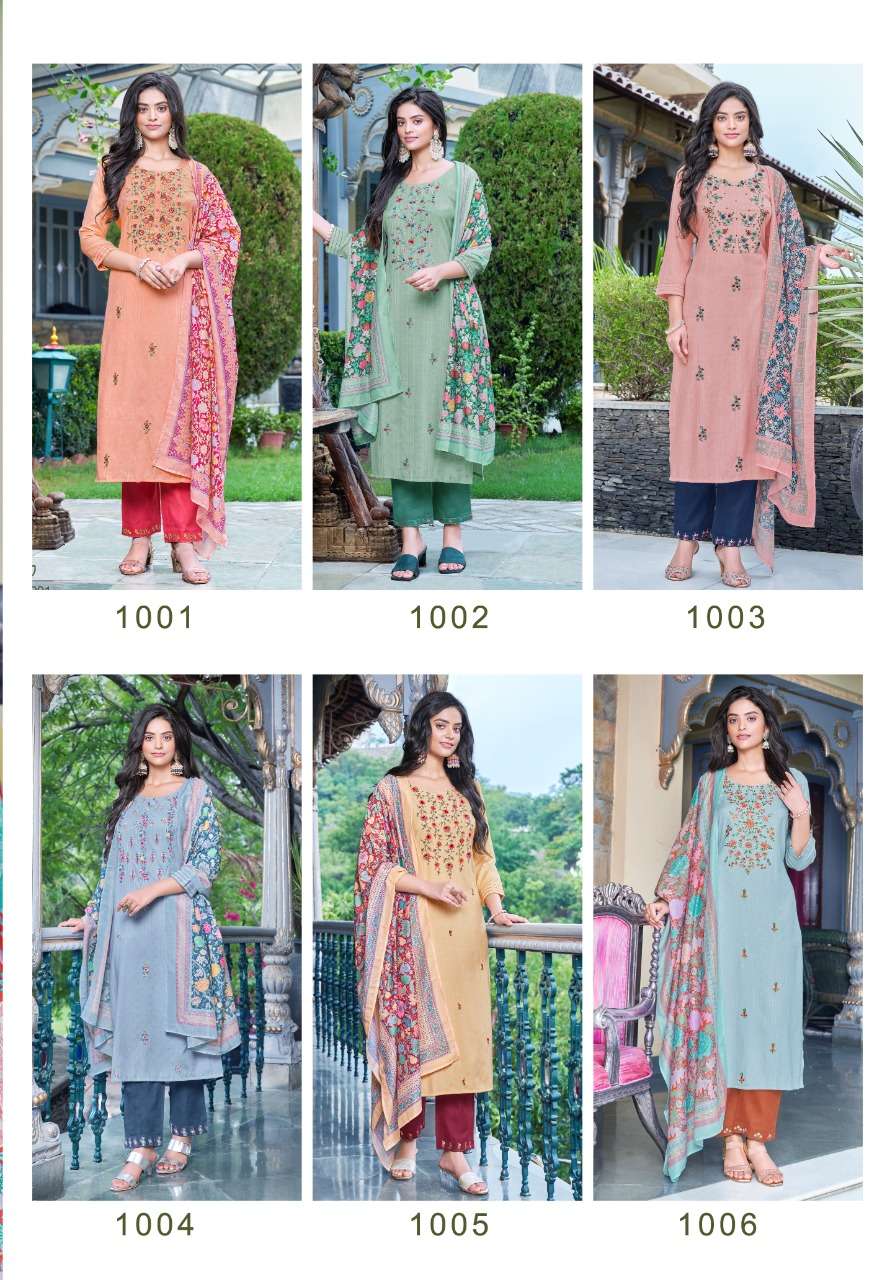 INSPIRE BY PINK MIRROR 1001 TO 1006 SERIES BEAUTIFUL SUITS COLORFUL STYLISH FANCY CASUAL WEAR & ETHNIC WEAR VISCOSE EMBROIDERED DRESSES AT WHOLESALE PRICE