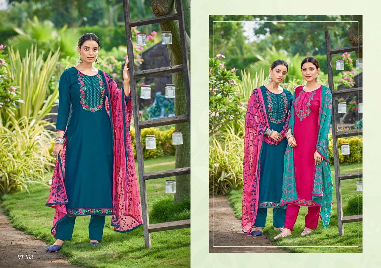 NAVELI VOL-2 BY VEDANTI 161 TO 164 SERIES BEAUTIFUL SUITS COLORFUL STYLISH FANCY CASUAL WEAR & ETHNIC WEAR SILK WITH WORK DRESSES AT WHOLESALE PRICE