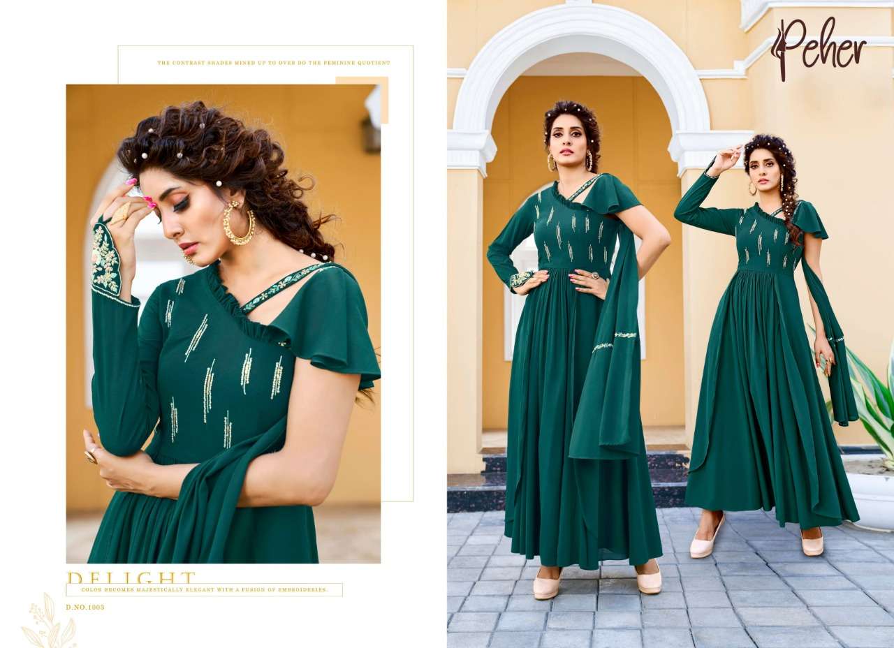 LIMELIGHT BY FASHID WHOLESALE 1001 TO 1005 SERIES BEAUTIFUL STYLISH FANCY COLORFUL CASUAL WEAR & ETHNIC WEAR HEAVY GEORGETTE GOWNS AT WHOLESALE PRICE