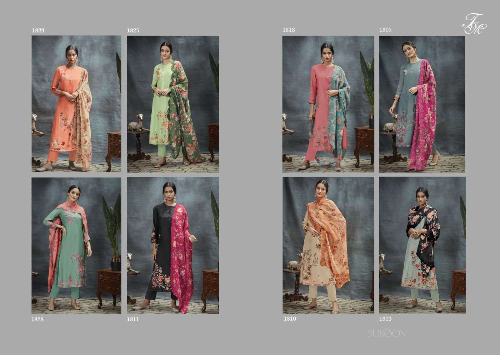 SUKOON BY T AND M DESIGNER STUDIO BEAUTIFUL SUITS COLORFUL STYLISH FANCY CASUAL WEAR & ETHNIC WEAR SILK DIGITAL PRINT DRESSES AT WHOLESALE PRICE