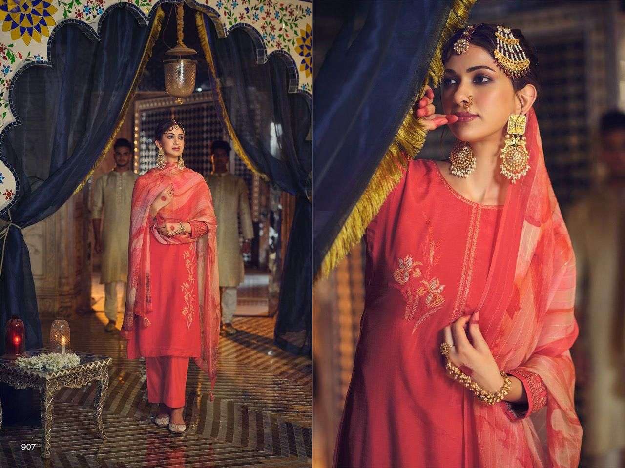 RASMO RIWAAZ BY AIQA 901 TO 908 SERIES BEAUTIFUL SUITS COLORFUL STYLISH FANCY CASUAL WEAR & ETHNIC WEAR MUSLIN SILK DRESSES AT WHOLESALE PRICE