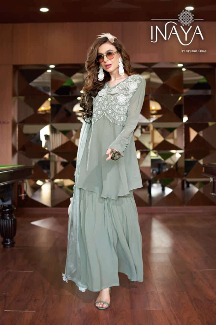 LUXURY PRET COLLECTION VOL-151 BY INAYA 01 TO 03 SERIES BEAUTIFUL PAKISTANI SUITS STYLISH COLORFUL FANCY CASUAL WEAR & ETHNIC WEAR PURE GEORGETTE EMBROIDERED DRESSES AT WHOLESALE PRICE