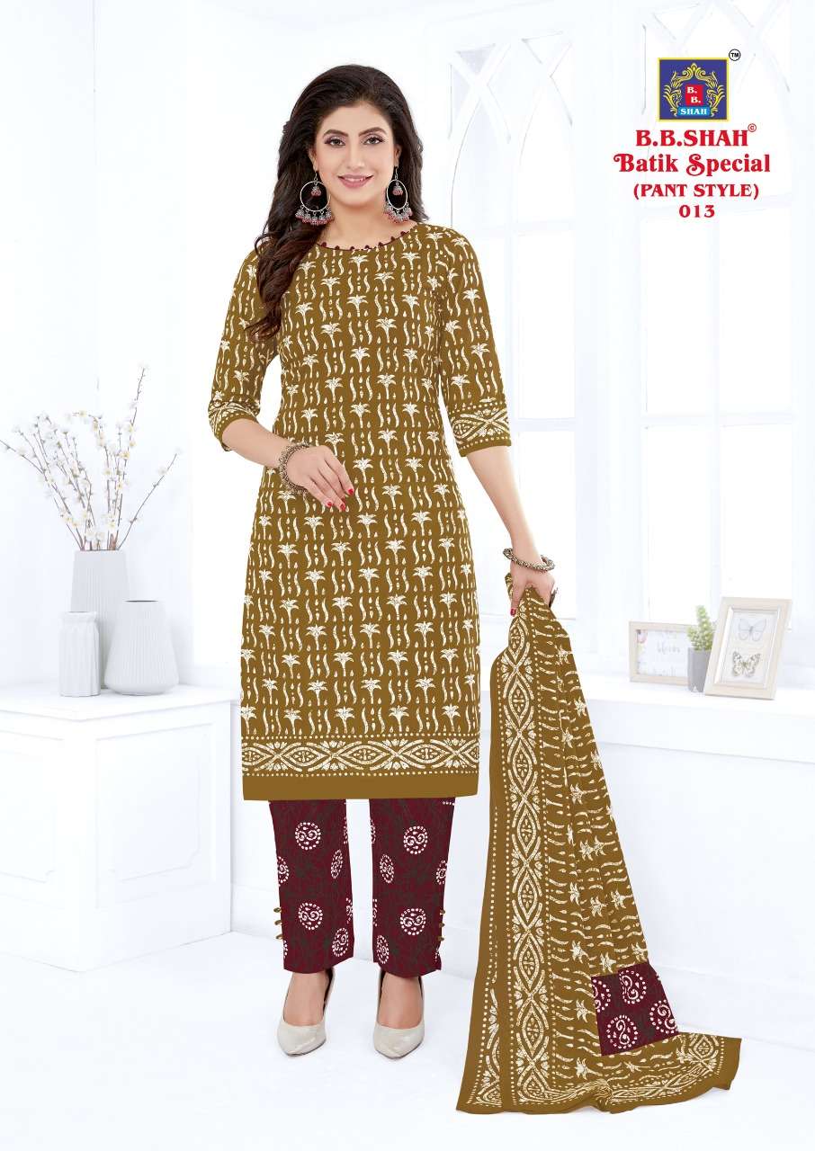 BATIK SPECIAL VOL-1 BY B B SHAH 001 TO 014 SERIES BEAUTIFUL SUITS COLORFUL STYLISH FANCY CASUAL WEAR & ETHNIC WEAR PURE COTTON PRINT DRESSES AT WHOLESALE PRICE