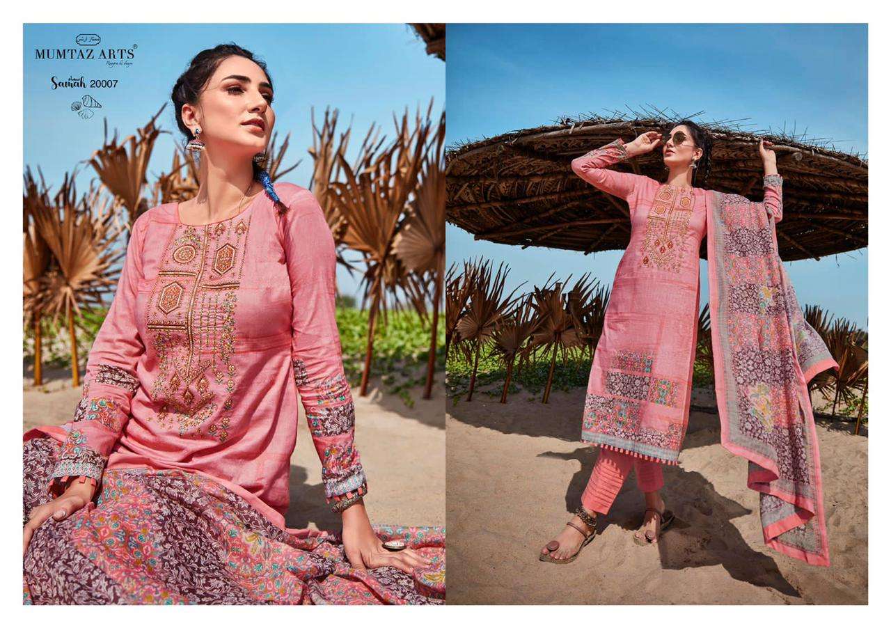 SAMAH BY MUMTAZ ARTS 20001 TO 20008 SERIES BEAUTIFUL SUITS COLORFUL STYLISH FANCY CASUAL WEAR & ETHNIC WEAR PURE LAWN COTTON PRINT DRESSES AT WHOLESALE PRICE