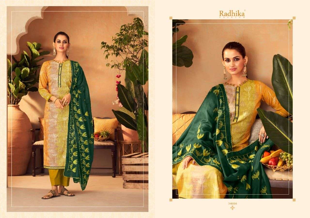 Blossom Vol-11 By Radhika Fashion 34001 To 34008 Series Beautiful Stylish Suits Fancy Colorful Casual Wear & Ethnic Wear & Ready To Wear Heavy Cotton Printed Dresses At Wholesale Price