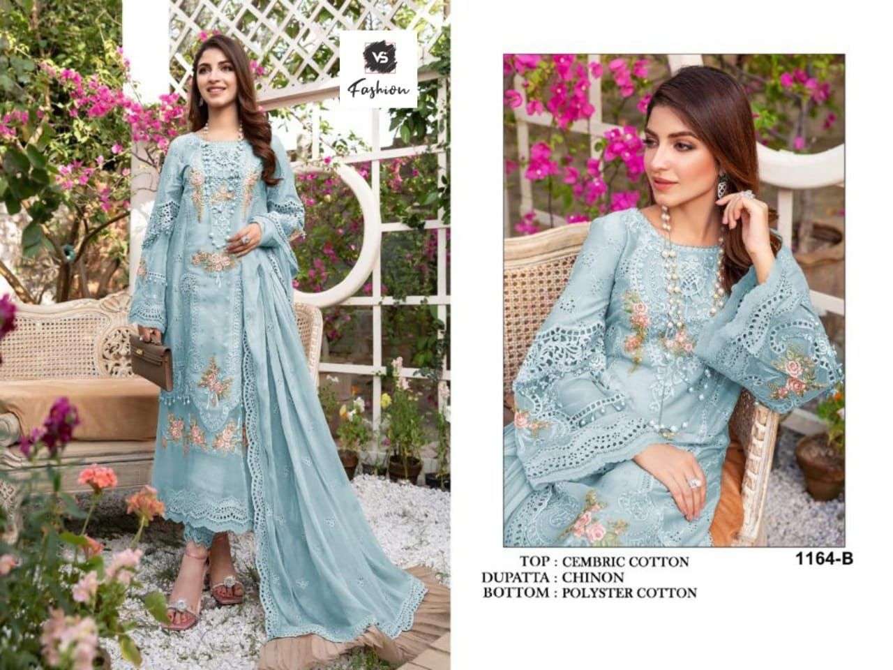 VS-1164 COLOURS BY FASHID WHOLESALE 1164-A TO 1164-D SERIES BEAUTIFUL PAKISTANI SUITS COLORFUL STYLISH FANCY CASUAL WEAR & ETHNIC WEAR CAMBRIC COTTON DRESSES AT WHOLESALE PRICE