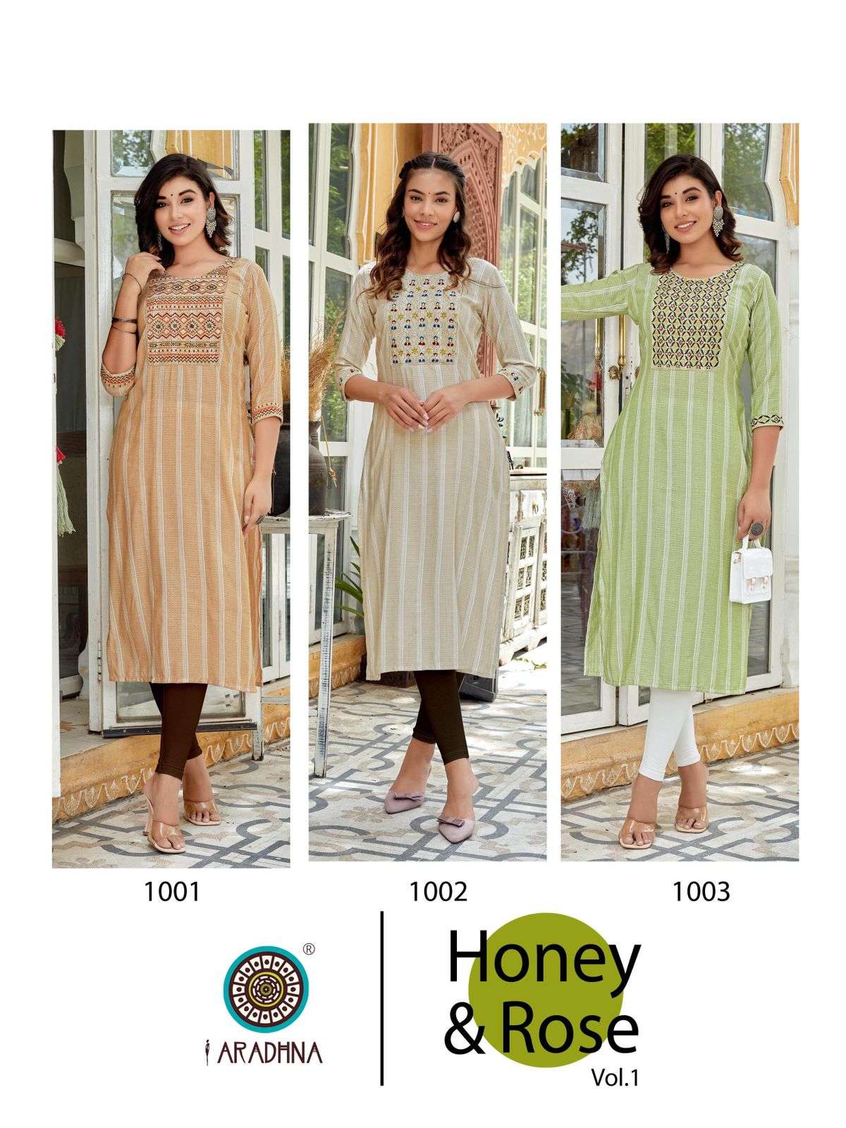 HONEY AND ROSE VOL-1 BY ARADHNA FASHION 1001 TO 1006 SERIES DESIGNER STYLISH FANCY COLORFUL BEAUTIFUL PARTY WEAR & ETHNIC WEAR COLLECTION PURE VISCOSE KURTIS AT WHOLESALE PRICE