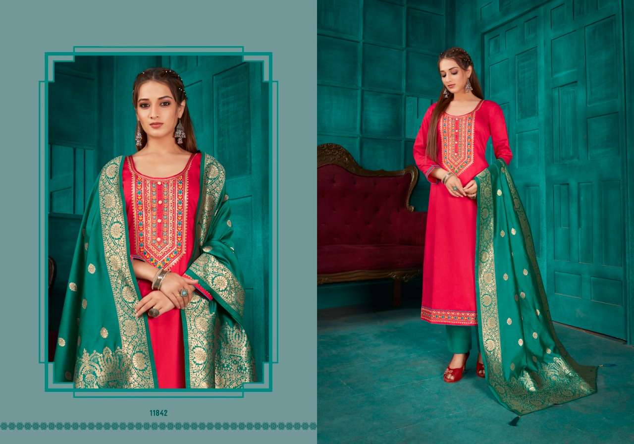 PARIDHAN BY PANCH RATNA 11841 TO 11845 SERIES BEAUTIFUL SUITS COLORFUL STYLISH FANCY CASUAL WEAR & ETHNIC WEAR JAM SILK DRESSES AT WHOLESALE PRICE