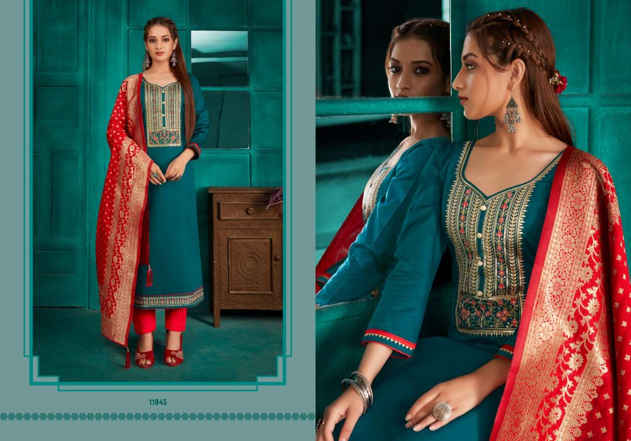 PARIDHAN BY PANCH RATNA 11841 TO 11845 SERIES BEAUTIFUL SUITS COLORFUL STYLISH FANCY CASUAL WEAR & ETHNIC WEAR JAM SILK DRESSES AT WHOLESALE PRICE