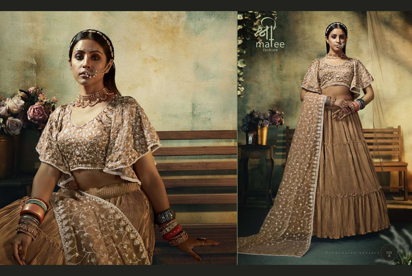 AAHANA BY SHREE MATEE FASHION 121 TO 124 SERIES DESIGNER BEAUTIFUL NAVRATRI COLLECTION OCCASIONAL WEAR & PARTY WEAR HEAVY FAUX GEORGETTE LEHENGAS AT WHOLESALE PRICE