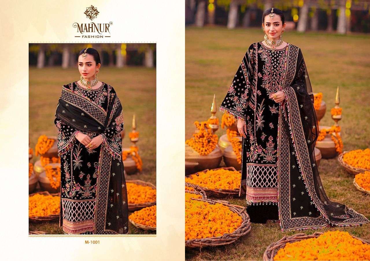 Mahnur Vol-1 By Mahnur Fashion 1001 To 1003 Series Beautiful Pakistani Suits Colorful Stylish Fancy Casual Wear & Ethnic Wear Heavy Georgette Dresses At Wholesale Price