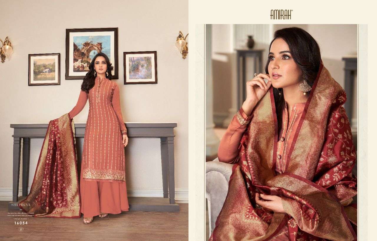 SHRINGAR BY AMIRAH 16051 TO 16056 SERIES BEAUTIFUL SUITS COLORFUL STYLISH FANCY CASUAL WEAR & ETHNIC WEAR SATIN SILK DRESSES AT WHOLESALE PRICE