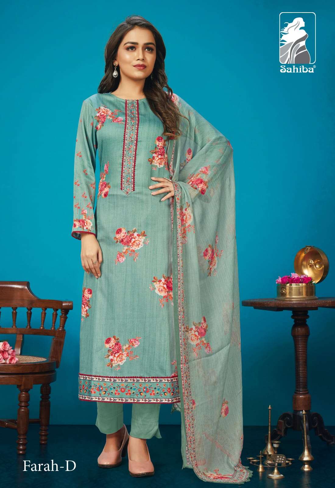 FARAH BY SAHIBA FABRICS A TO D SERIES BEAUTIFUL SUITS COLORFUL STYLISH FANCY CASUAL WEAR & ETHNIC WEAR COTTON SATIN PRINT DRESSES AT WHOLESALE PRICE