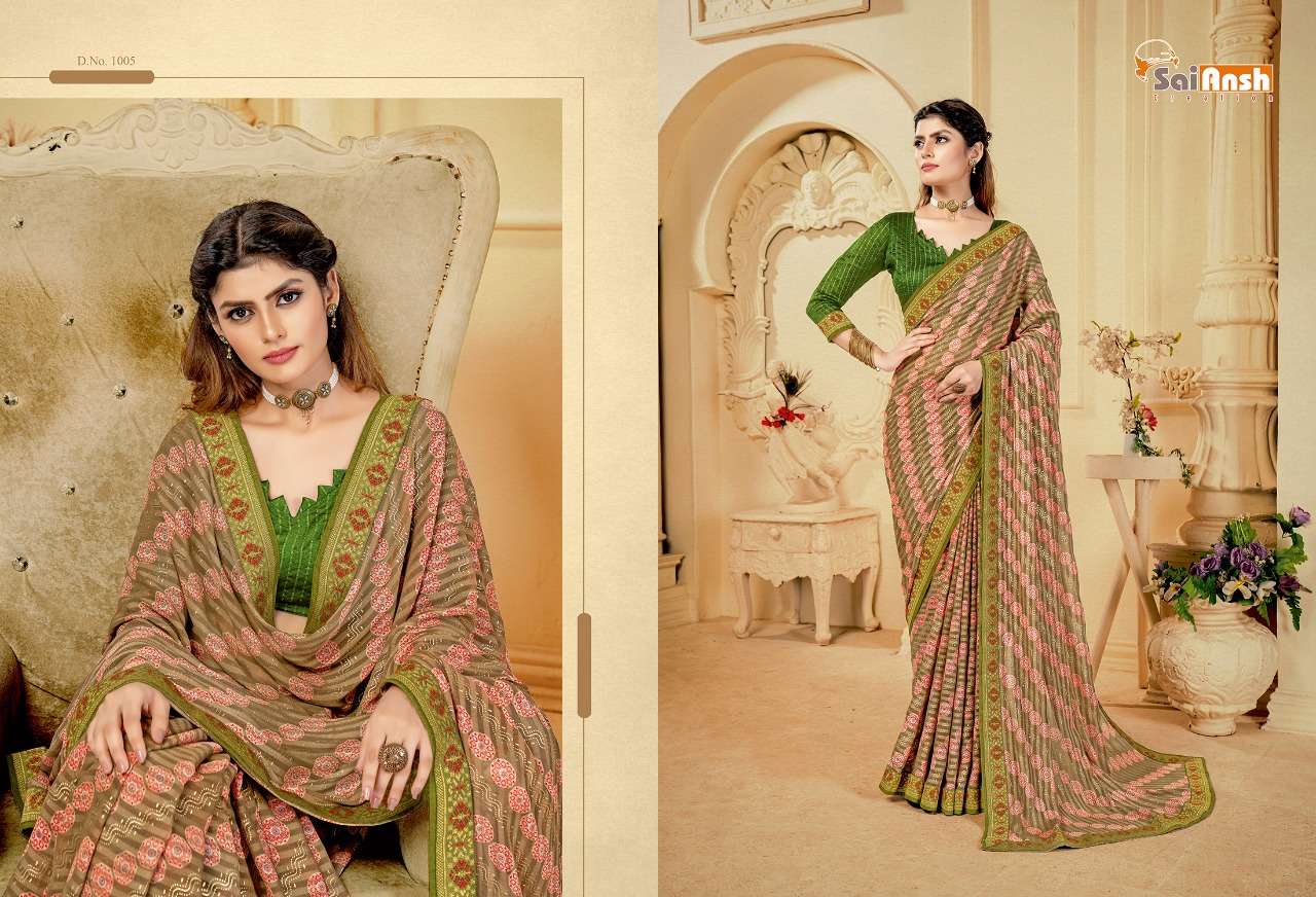 MERI JAAN BY SAI ANSH 1001 TO 1012 SERIES INDIAN TRADITIONAL WEAR COLLECTION BEAUTIFUL STYLISH FANCY COLORFUL PARTY WEAR & OCCASIONAL WEAR GEORGETTE SAREES AT WHOLESALE PRICE