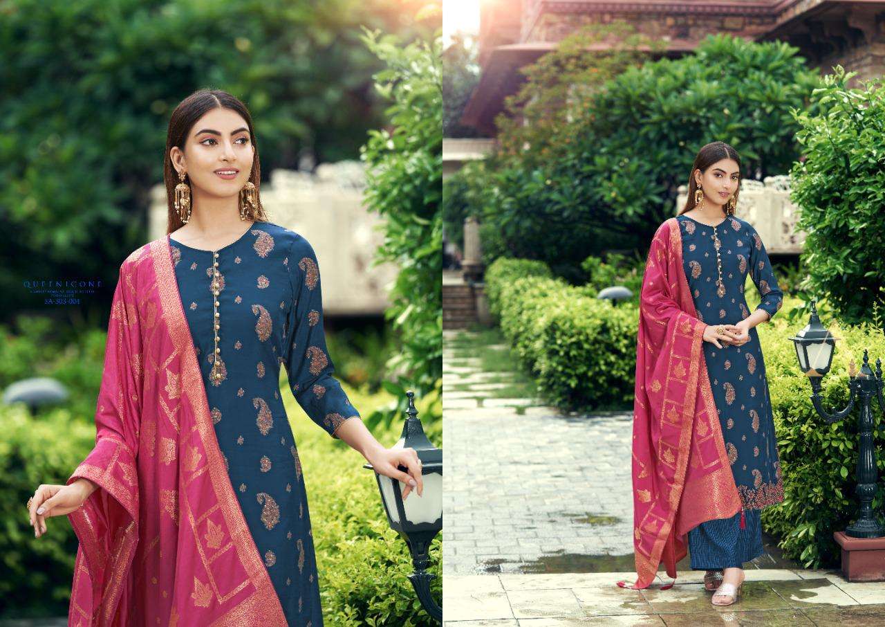 NAQSH BY SARGAM PRINTS 303-001 TO 303-008 SERIES BEAUTIFUL SUITS COLORFUL STYLISH FANCY CASUAL WEAR & ETHNIC WEAR PURE MUSLIN SILK PRINT DRESSES AT WHOLESALE PRICE